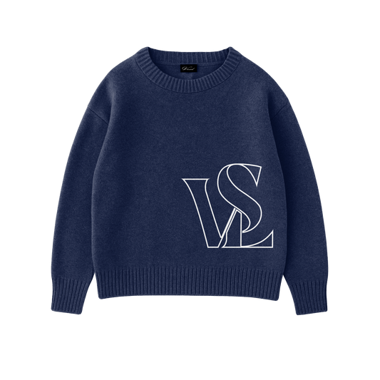 Visual Knit Sweater - Navy